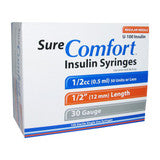 SureComfort™ Insulin Syringes, 1/2cc, 30G x 1/2