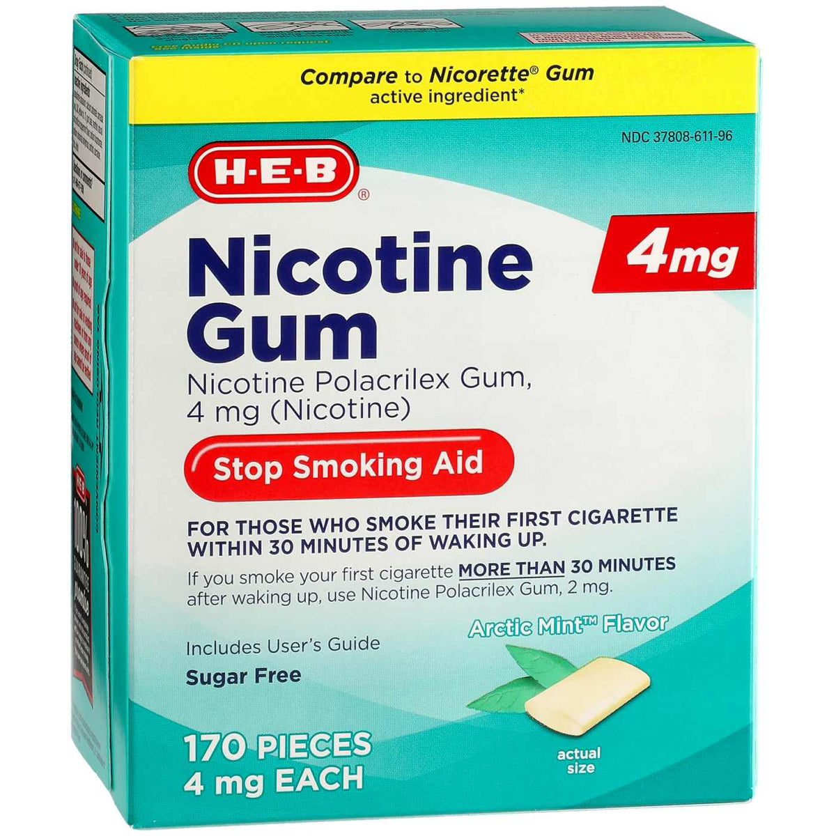 H‑E‑B heb Arctic Mint Flaver  - Nicotine Gum Stop Smoking Aid – 4 mg - 170ct.