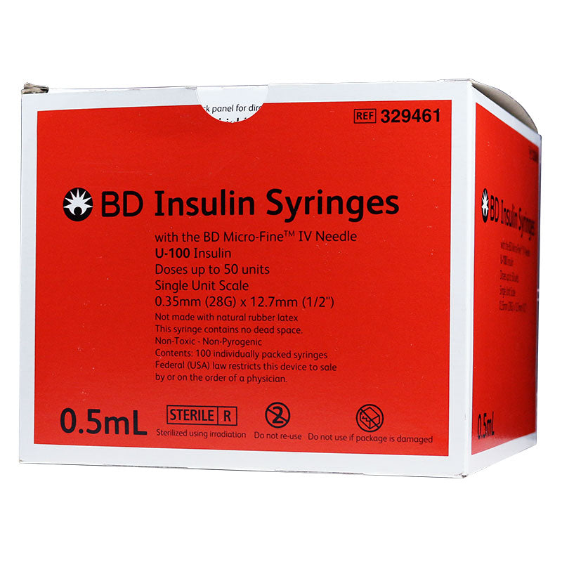 1/2cc 28G x 12.7mm  (1/2")L  Insulin Syringes,