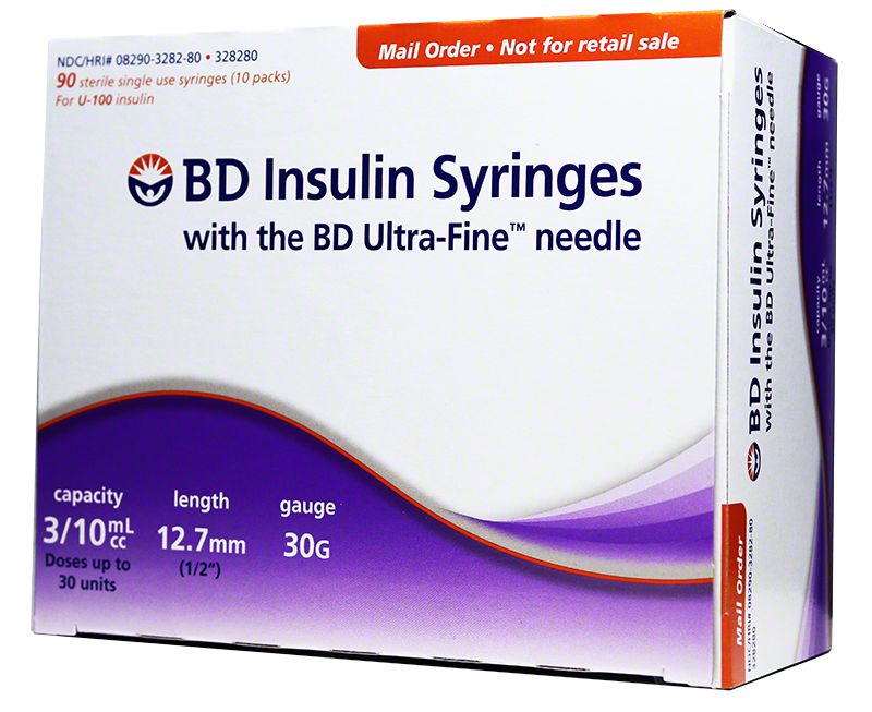 BD Insulin Syringes with BD Ultra-Fine™ needle. size 3/10cc x x12.7mm x 30G