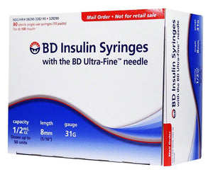 BD Insulin Syringes with BD Ultra-Fine needle, 1/12cc x 8mm x 31G x  90ct