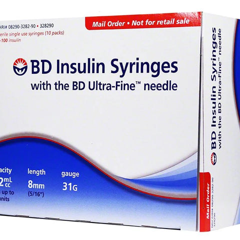 BD Insulin Syringes with BD Ultra-Fine needle, 1/12cc x 8mm x 31G x  90ct