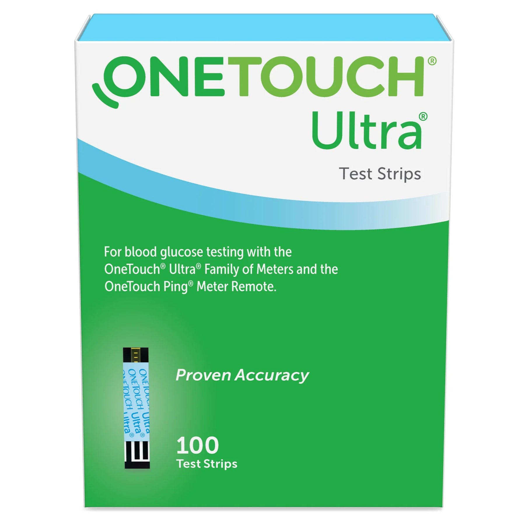 Bandelettes de test de glycémie OneTouch Ultra Blue, 100 unités | Surveillance des niveaux de glycémie