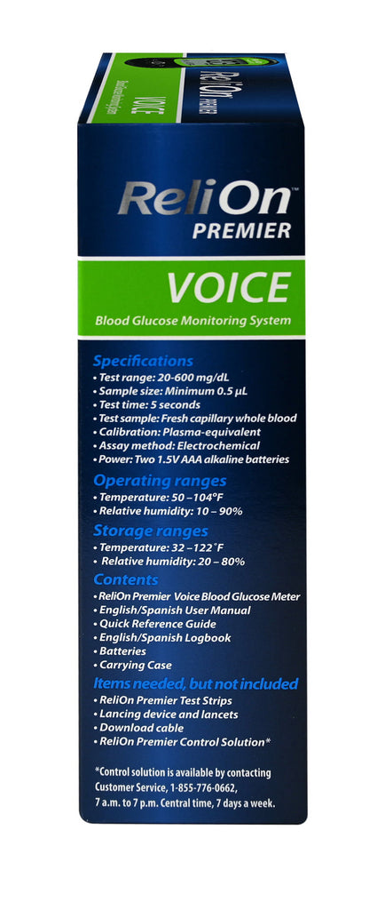 ReliOn Premier VOICE Blood Glucose Monitoring System