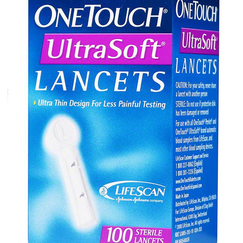 One Touch UltraSoft Glucose Lancets Box of 100