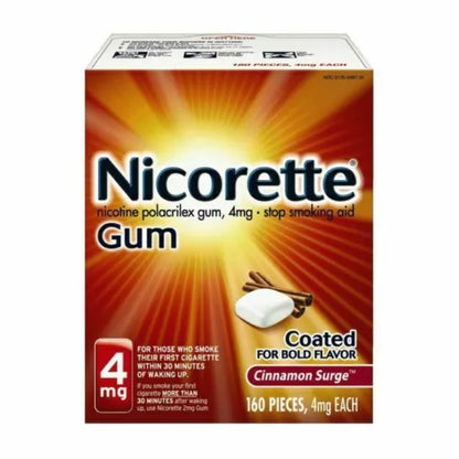 Nicorette Nicotine Gum, Stop Smoking Aids, 4 Mg, Cinnamon Surge, 160 Count