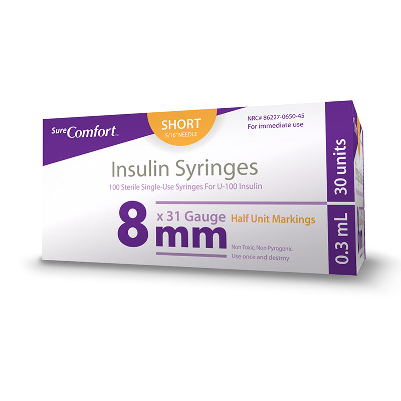 3/10cc  x 31G x x 8mm (5/16")l Insulin Syringes