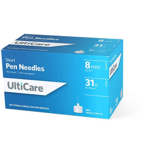 Ulticare Pen Needles, size 8mm, 31G,  100 Count