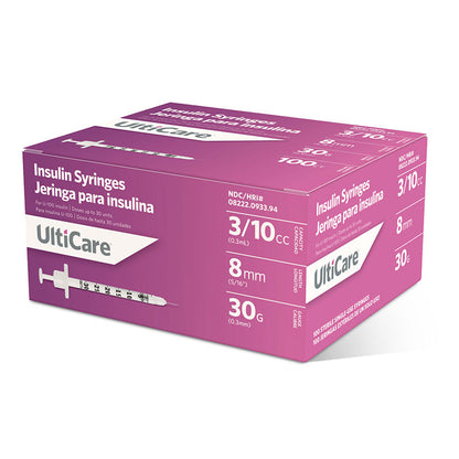 3/10cc, 30G x (8mm) 5/16"  Insulin Syringes,